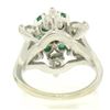 Image 8 : 14k White Gold 2.25 ctw Round Emerald & Diamond Ladies Star Cluster Cocktail Rin