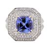 Image 2 : 5.17 ctw Tanzanite and Diamond Ring - 14KT White Gold