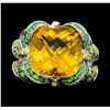 Image 2 : 8.75 ctw Citrine, Tsavorite and Lemon Quartz Ring - 18KT White Gold