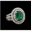 Image 1 : 14KT White Gold 3.58 ctw Emerald and Diamond Ring