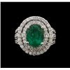 Image 2 : 14KT White Gold 3.58 ctw Emerald and Diamond Ring