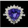 Image 2 : 3.70 ctw Tanzanite and Diamond Ring - 14KT White Gold