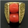 Image 7 : 18k Yellow Gold Spinning Faceted Coral Bead Textured Matte VERY HEAVY 40.1g Ring