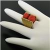 Image 8 : 18k Yellow Gold Spinning Faceted Coral Bead Textured Matte VERY HEAVY 40.1g Ring