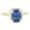 Image 1 : 14k White Gold 3.03 ctw Diamond and Cushion Cut Tanzanite Quality Modern Ring