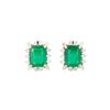 Image 1 : 4.18 ctw Emerald and Diamond Earrings - 18KT Yellow Gold