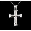 Image 2 : 1.83 ctw Diamond Cross Pendant With Chain - 14KT White Gold