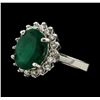 Image 1 : 3.75 ctw Emerald and Diamond Ring - 14KT White Gold