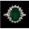 Image 2 : 3.75 ctw Emerald and Diamond Ring - 14KT White Gold