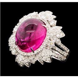 13.90 ctw Rubellite and Diamond Ring - 18KT White Gold