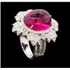 Image 4 : 13.90 ctw Rubellite and Diamond Ring - 18KT White Gold