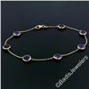 Image 5 : 14kt Yellow Gold 5.25 ctw Bezel Set Amethyst by the Yard Cable Link Chain Bracel