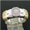 Image 1 : Men's Ribbed 18k Two Tone Gold GIA Certified Round Star Sapphire Solitaire Ring