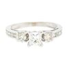 Image 1 : 14k White Gold 1.10 ctw Princess Diamond 3 Stone Engagement Ring w/ Round Accent
