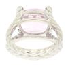 Image 4 : 14k White Gold Twisted Cable 8.5 ctw Oval Kunzite Solitaire Ring 4 Diamond Accen