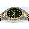 Image 8 : Rolex Mens 2 Tone 14K Green Vignette Pyramid Diamond 36MM Datejust Wristwatch