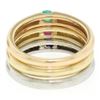 Image 3 : 14K Tri Color Gold 3 Stackable Tension Set Emerald Sapphire Ruby Solitaire Rings