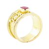 Image 4 : 1.00 ctw Ruby and Cubic Zirconia Ring - 18KT Yellow Gold