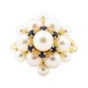 Image 2 : 0.10 ctw Blue Sapphire and Pearl Cluster Ring - 14KT Yellow Gold