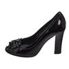 Image 4 : Fendi Black Patent Leather Peep Toe Buckle Heels 36.5