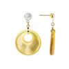 Image 2 : 0.02 ctw Diamond and Mother of Pearl Earrings - 14KT Yellow Gold