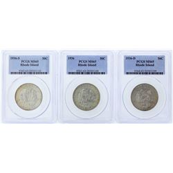 Set of (3) 1936-P/D/S Rhode Island Tercentenary Commemorative Half Dollar Coins