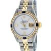 Image 2 : Rolex Ladies 2 Tone 14K MOP & Sapphire Diamond Datejust Wriswatch