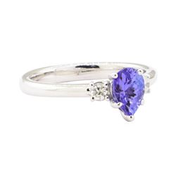 0.89 ctw Tanzanite and Diamond Ring - 14KT White Gold