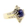 Image 1 : 2.15 ctw Blue Sapphire And Diamond Ring - 14KT Yellow Gold