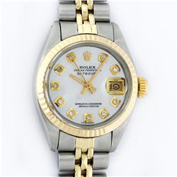 Rolex Ladies 2 Tone 14K MOP Diamond 26MM Datejust Wristwatch