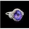 Image 1 : 14KT White Gold 6.14 ctw Tanzanite and Diamond Ring