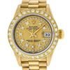 Image 1 : Rolex Ladies 18K Yellow Champagne String Diamond President Wristwatch With Rolex