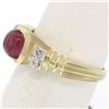 Image 3 : 14k Yellow Gold 1.21 ctw Cabochon Ruby Solitaire Ring w/ 4 Diamond Accents