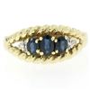 Image 1 : 14kt Yellow Gold 1.46 ctw Oval Sapphire and Diamond Twisted Wire Band Ring