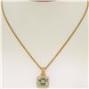 Image 5 : 14K Yellow Gold 3.77 ctw VS Diamond Green Amethyst Pendant w/ 20" Curb Chain