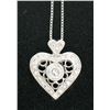 Image 1 : 14K White Gold .40 CTW Diamond MilGrain Open Work Heart on White Gold Box Chain