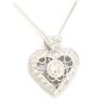 Image 2 : 14K White Gold .40 CTW Diamond MilGrain Open Work Heart on White Gold Box Chain