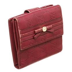 Gucci Dark Red Guccissima Leather French Flap Wallet