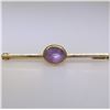 Image 2 : 18k Yellow Gold 2.50 ctw Oval Bezel Set Pink Star Sapphire Bar Pin Brooch