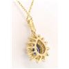 Image 4 : 14k Solid Gold Pear Tear Drop ROYAL BLUE Sapphire w/ Double Diamond Halo Pendant