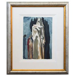 Salvador Dali- Original Color Woodcut on B.F.K. Rives Paper "Inferno 10"