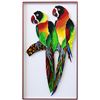 Image 2 : Patricia Govezensky- Original Painting on Laser Cut Steel "Two Parrots XV"