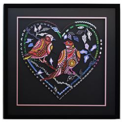 Patricia Govezensky- Original Painting on Laser Cut Steel  Love Birds XV 