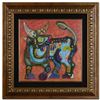 Image 1 : "Earth Bull" Original Mixed Media Painting by Renowned Artist Lu Hong, Hand Signed by the Artist wit