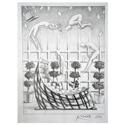 Mark Kostabi "The Cycle Of Investment" Hand Signed Original Artwork with COA.