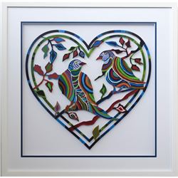 Patricia Govezensky- Original Painting on Laser Cut Steel "Love Birds IX"