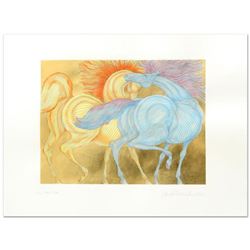 Guillaume Azoulay, "Tryst" Limited Edition Hand-Watercolored Etching with Hand Laid Gold Leaf, Numbe