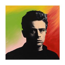 Steve Kaufman (1960-2010), "James Dean" Hand Painted Limited Edition Hand Pulled Silkscreen on Canva