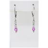 Image 3 : 14KT White Gold Pink Tourmaline and Diamond Earrings