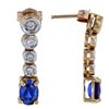 Image 2 : 10KT Yellow Gold 1.12ctw Blue Sapphire and Diamond Earrings